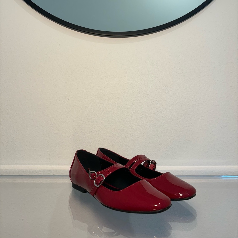 Red Mary Jane ballet flats